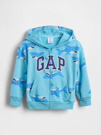 Açık Mavi Relaxed Logo Fransız Havlu Kumaş Fermuarlı Sweatshirt
