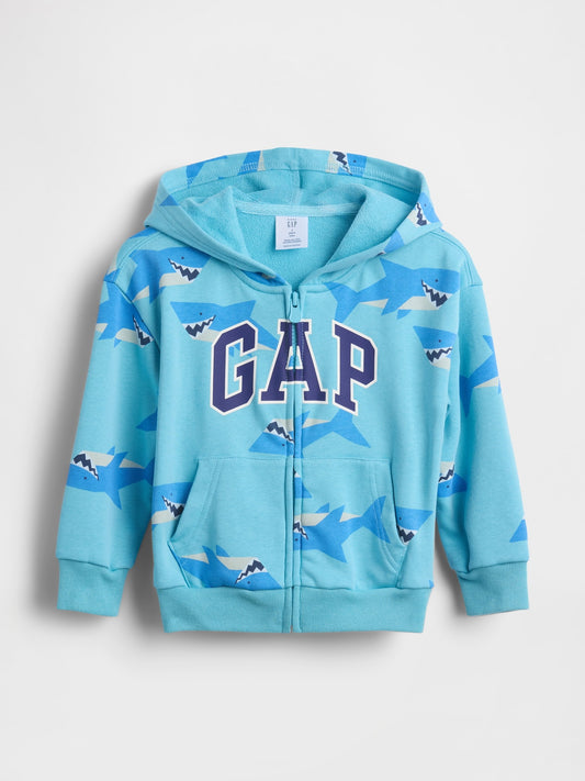 Açık Mavi Relaxed Logo Fransız Havlu Kumaş Fermuarlı Sweatshirt