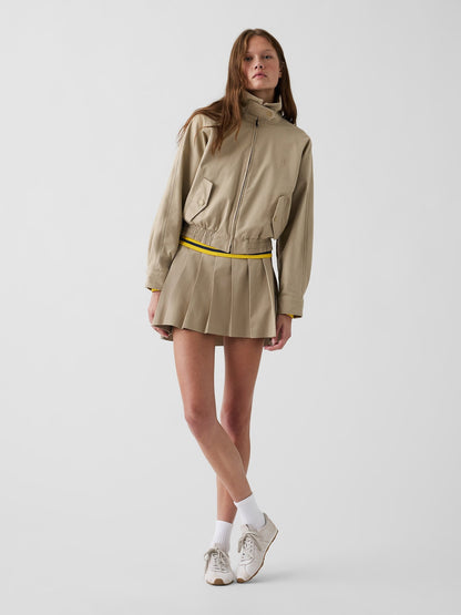 Bej Gap × Malbon Pileli Twill Mini Şort Etek