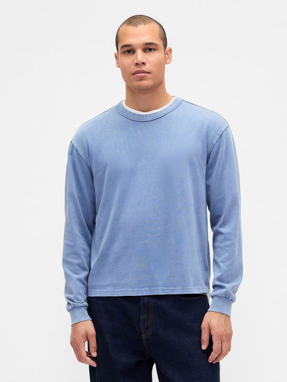 Açık Mavi Heavyweight Crop T-shirt