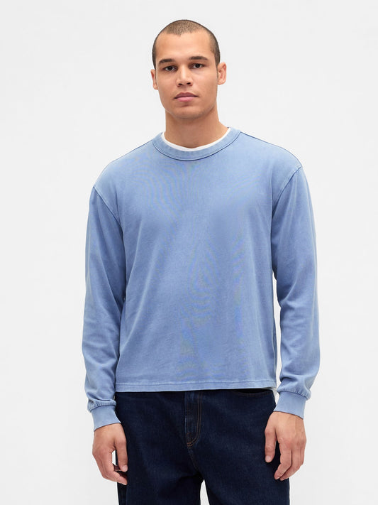 Açık Mavi Heavyweight Crop T-shirt