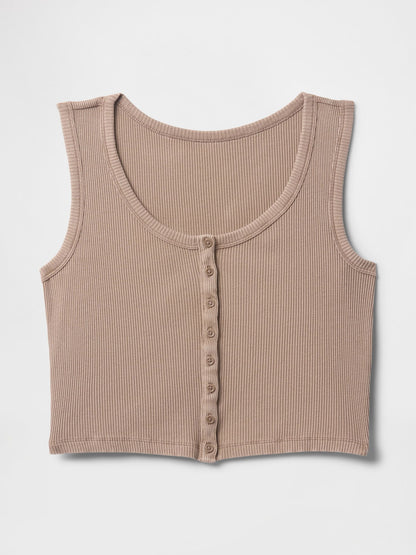 Bej Crop Fitilli Atlet