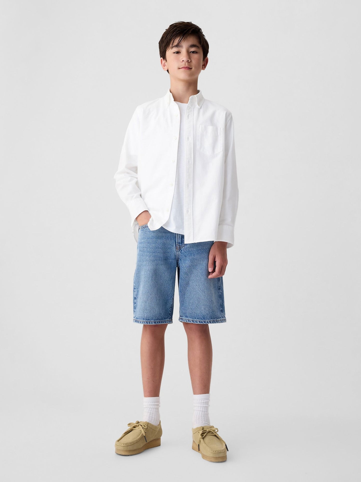 Beyaz Organik Pamuk Oxford Uniform Gömlek