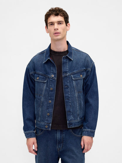 Mavi Stranger Things Flannel-astarlı Icon Denim Ceket