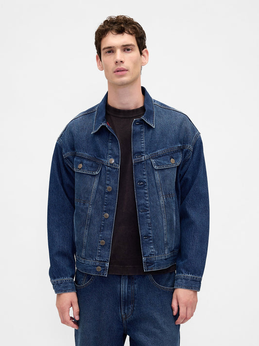 Mavi Stranger Things Flannel-astarlı Icon Denim Ceket