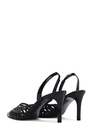 Kadın Siyah Arkası Açık Rugan Deri Ince Topuklu Ayakkabı