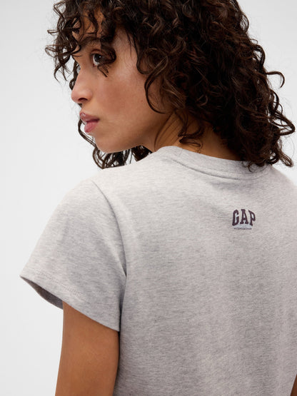 Açık Gri Gap × Victoria Beckham Organik Pamuk Logo Crop T-shirt