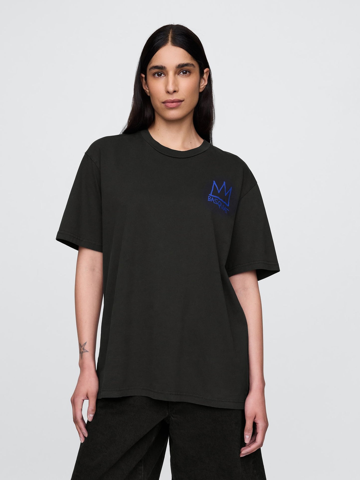 Siyah Basquiat Grafikli T-shirt