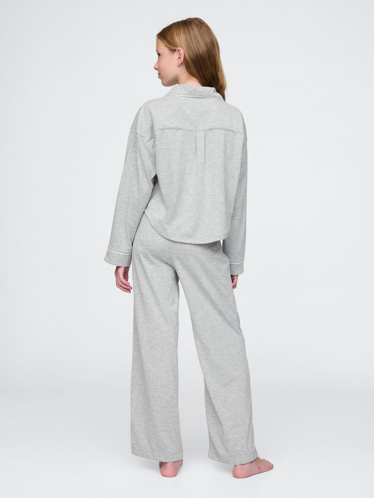 Gri Geri Dönüştürülmüş Çizgili Pijama Takımı