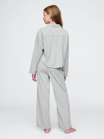 Gri Geri Dönüştürülmüş Çizgili Pijama Takımı