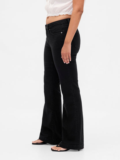 Siyah Curvy Low Rise Long & Jean Pantolon