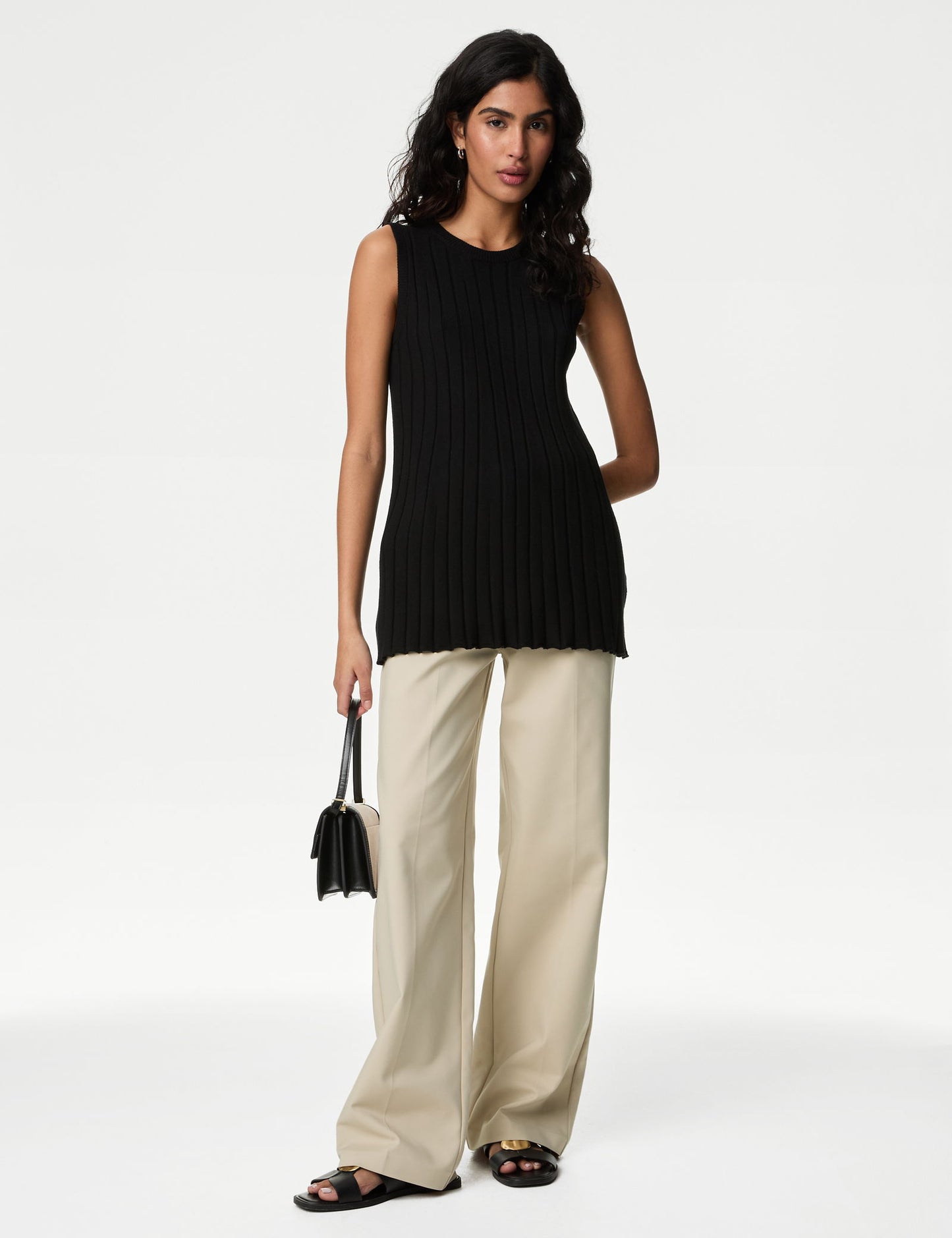 Yüksek Bel Wide Leg Chino Pantolon