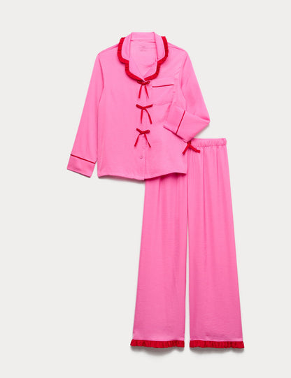 Fiyonk Detaylı Düğmeli Pijama Takımı (3-16 Yaş)