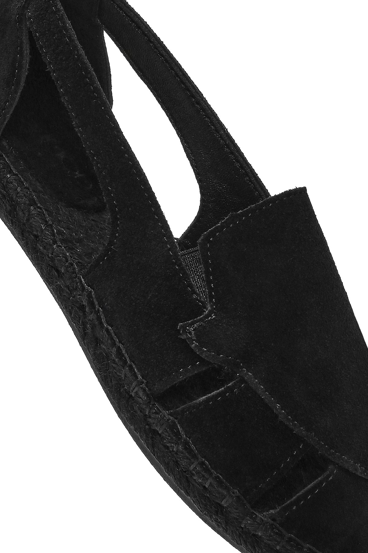 Kadın Siyah Süet Deri Espadril Sandalet