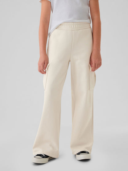 Kırık Beyaz Vintage Soft Wide-leg Kargo Eşofman Altı