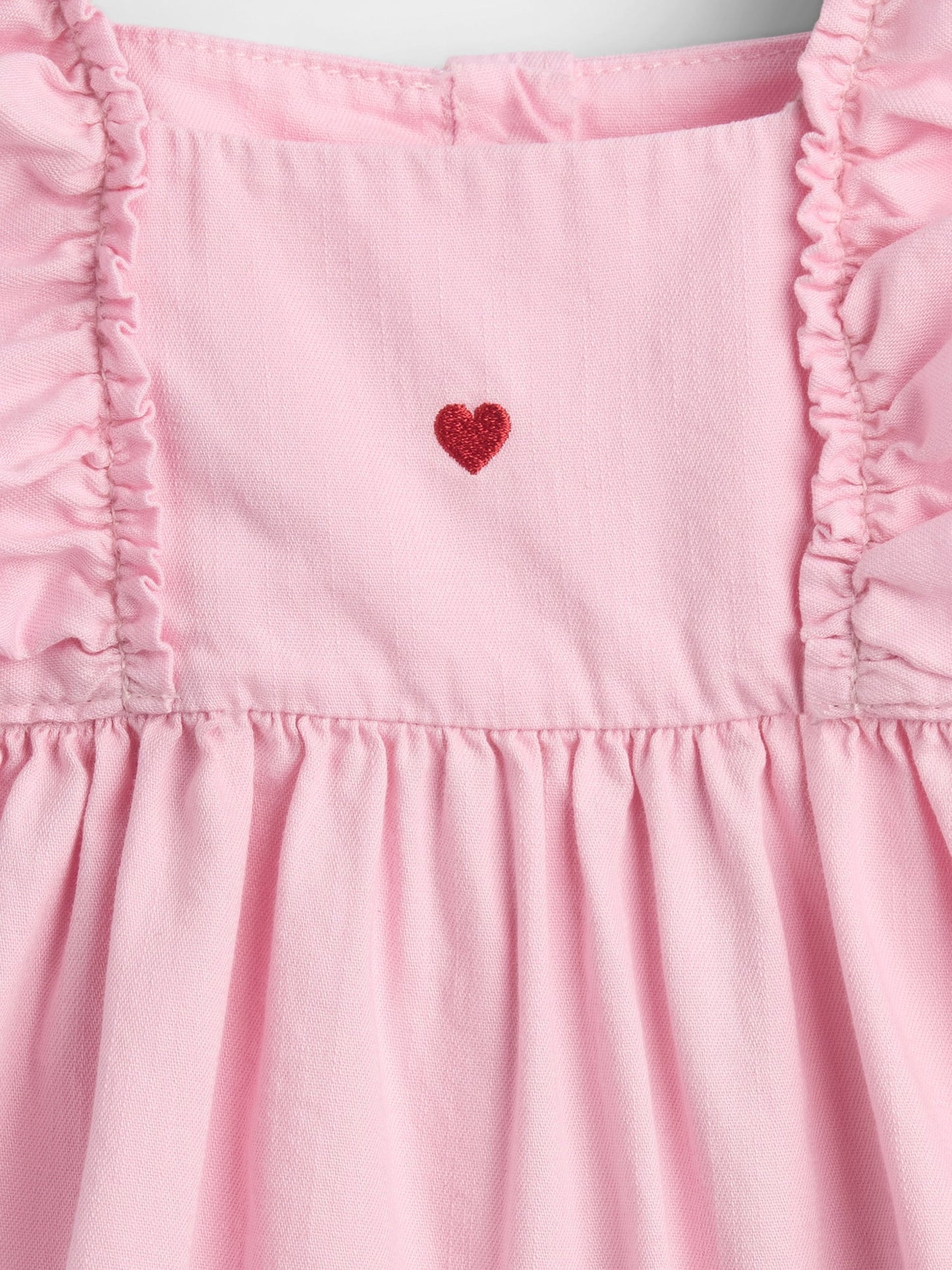 Pembe Denim Kalp Işlemeli Elbise