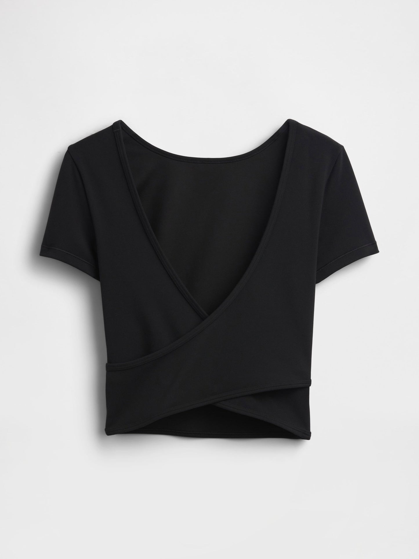 Siyah Gapfit Düz Reversible Wrap Crop Üst