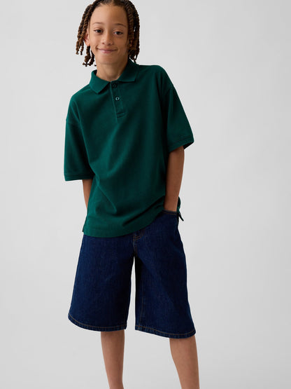 Koyu Yeşil Relaxed Pique Polo T-shirt