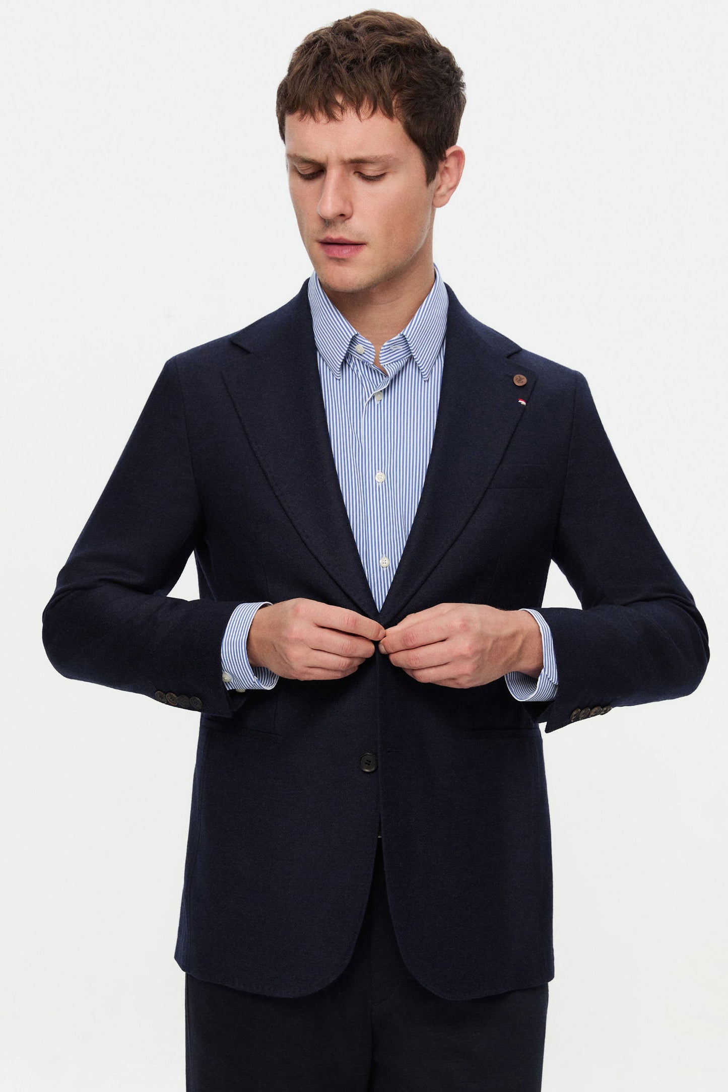 Damat Regular Fit Lacivert Düz Kumaş Ceket