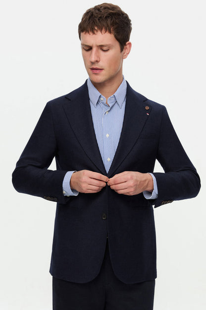Damat Regular Fit Lacivert Düz Kumaş Ceket