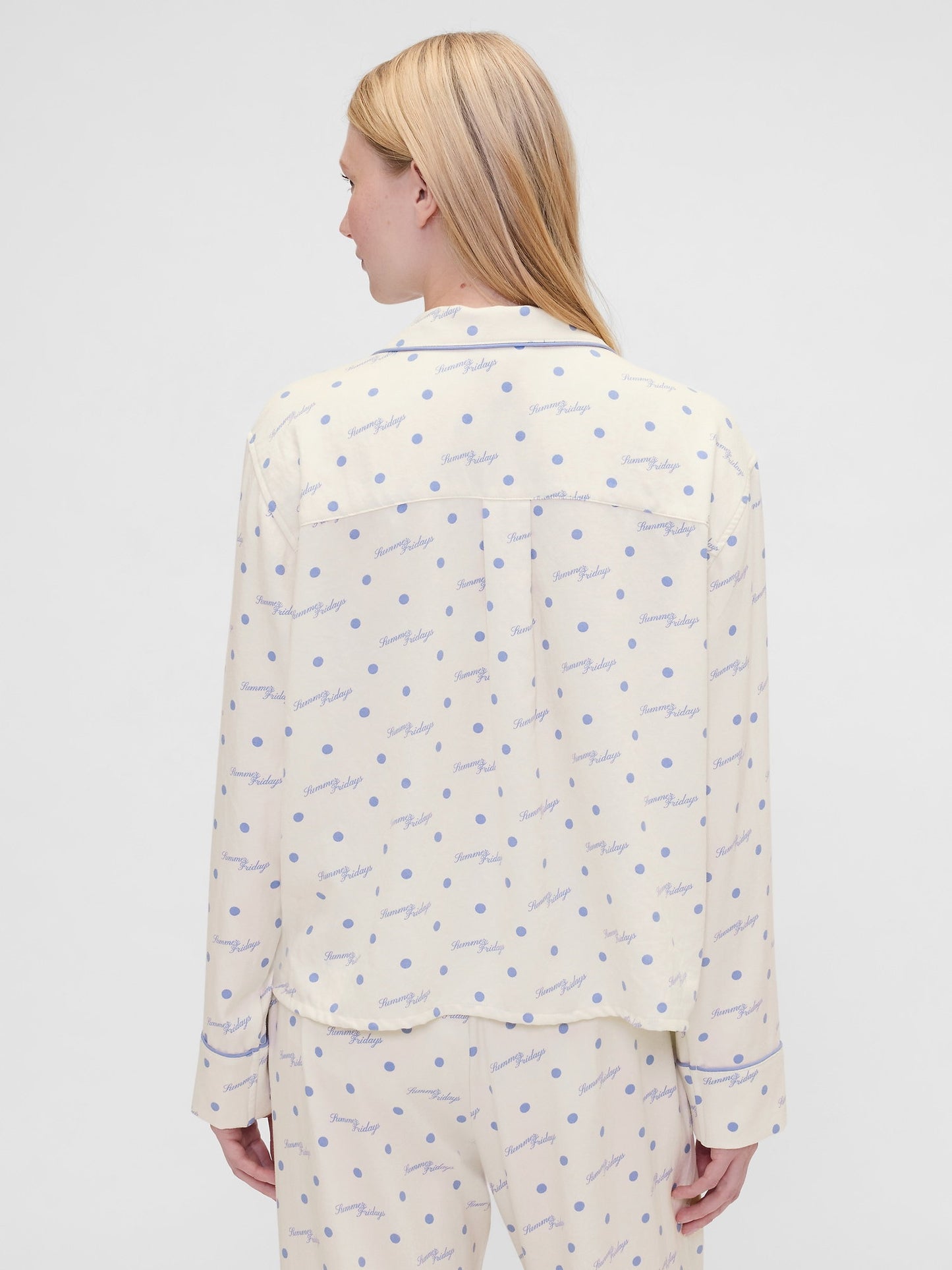 Kırık Beyaz Gap × Summer Fridays Relaxed Flannel Dotted Pijama Üstü