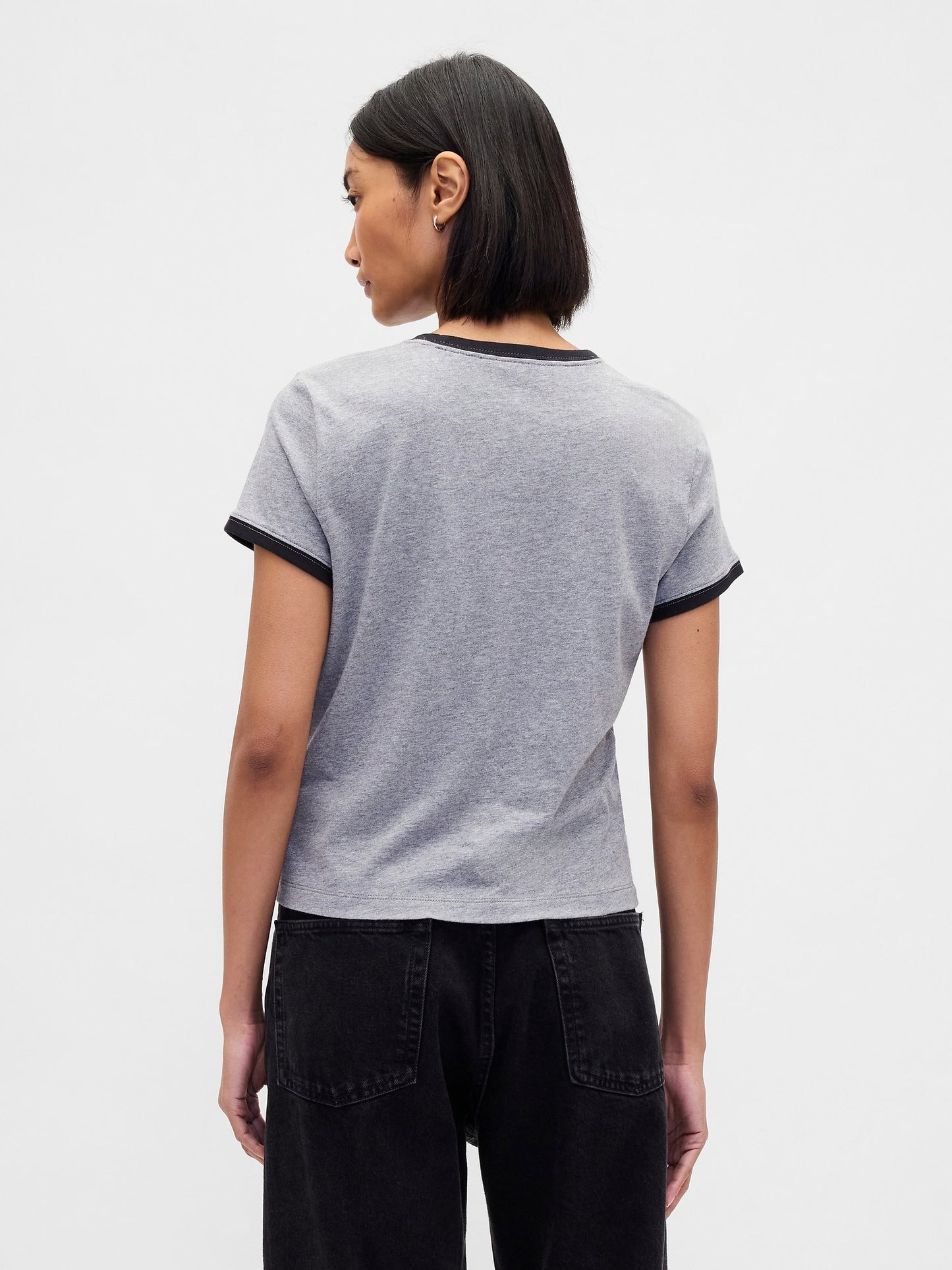 Gri Stranger Things Organik Pamuk Vintagesoft Crop T-shirt