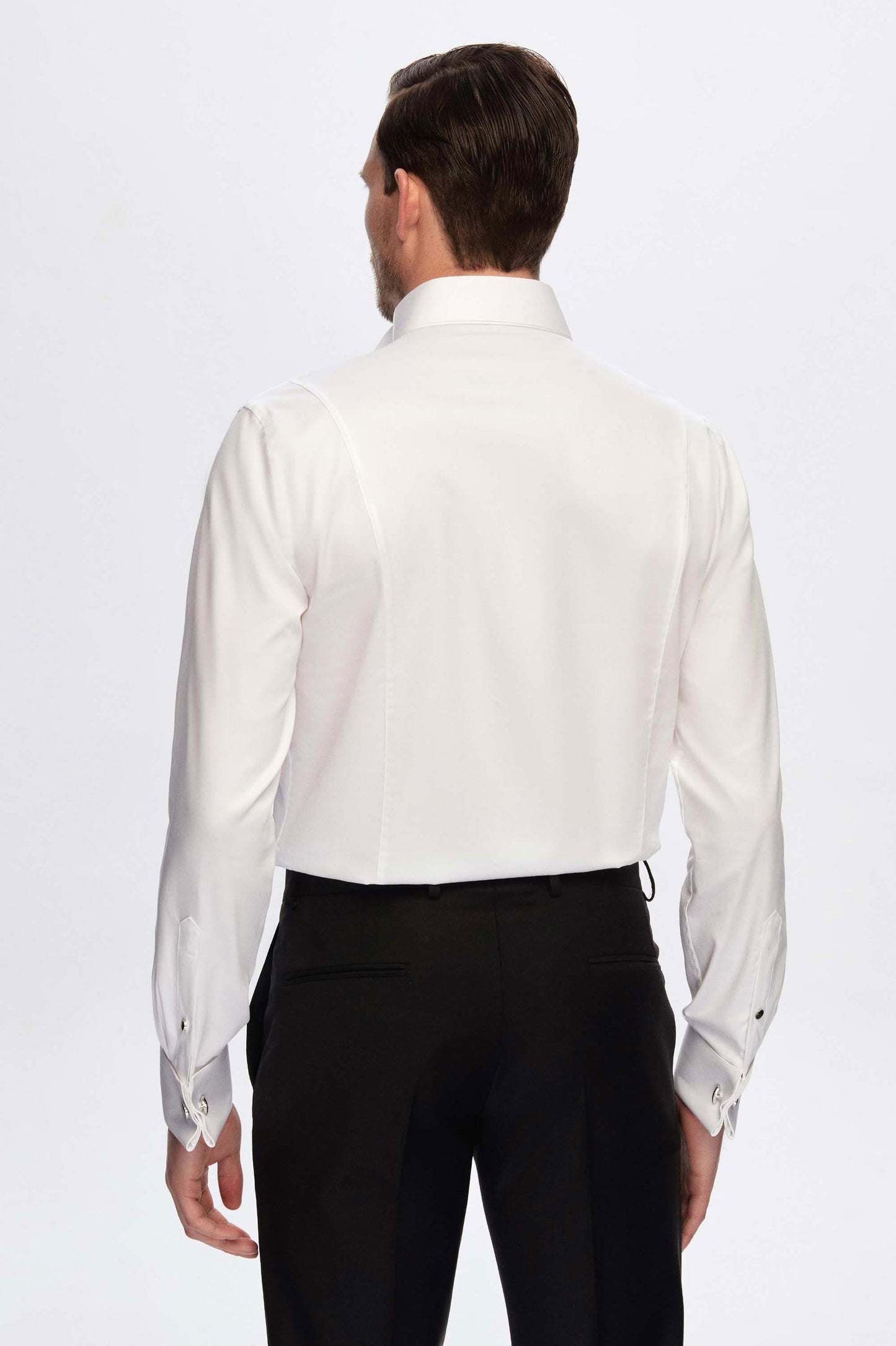 Damat Slim Fit Beyaz Jakar Desenli %100 Pamuk Nano Care Smokin Gömlek