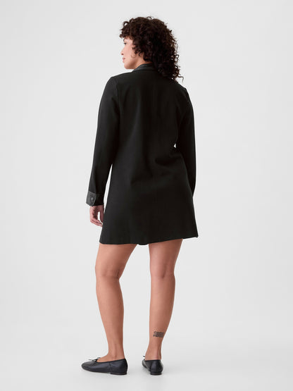 Siyah Suni Vegan Deri Shift Mini Elbise