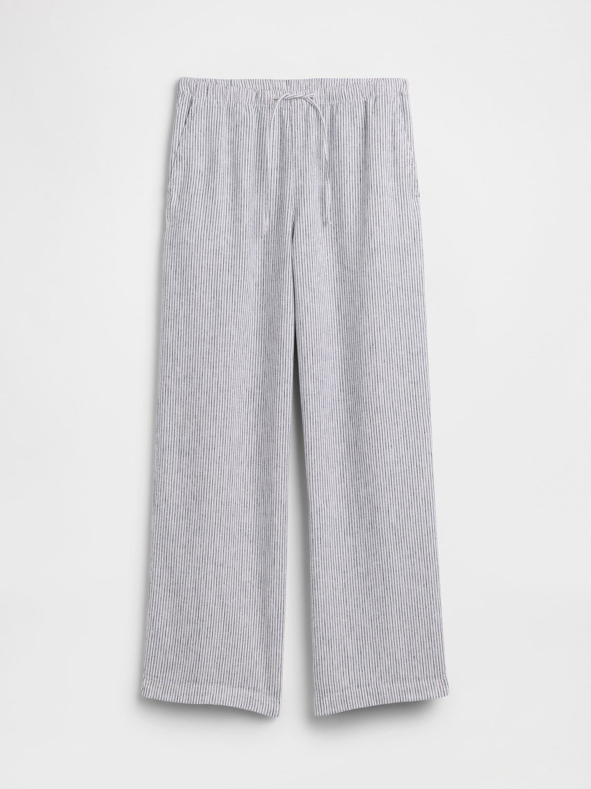 Lacivert Relaxed Keten Karışımlı Wide-leg Pantolon