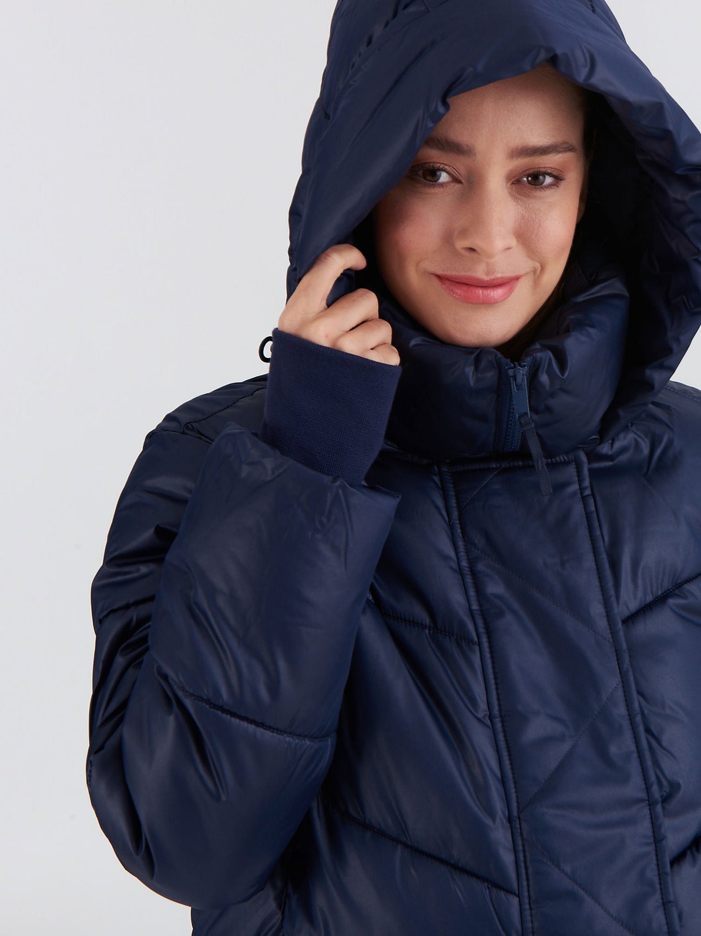 Lacivert Coldcontrol Crop Puffer Şişme Mont