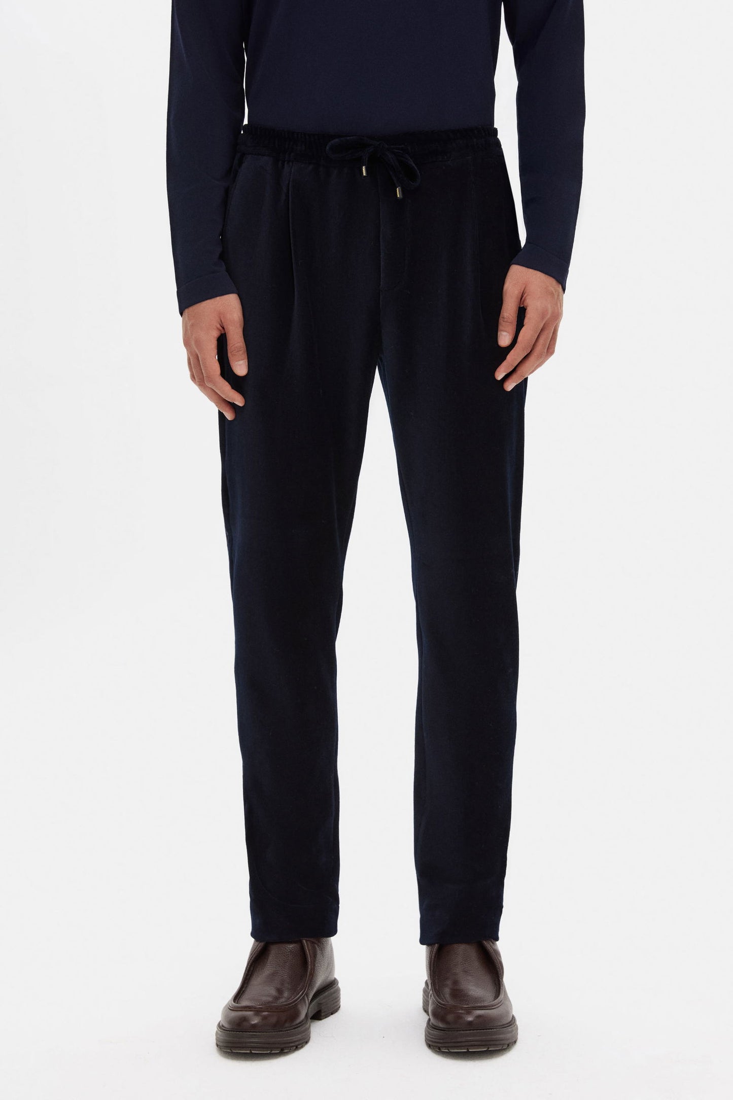 Tween Relaxed Fit Lacivert Fitilli Kadife Kumaş Pantolon