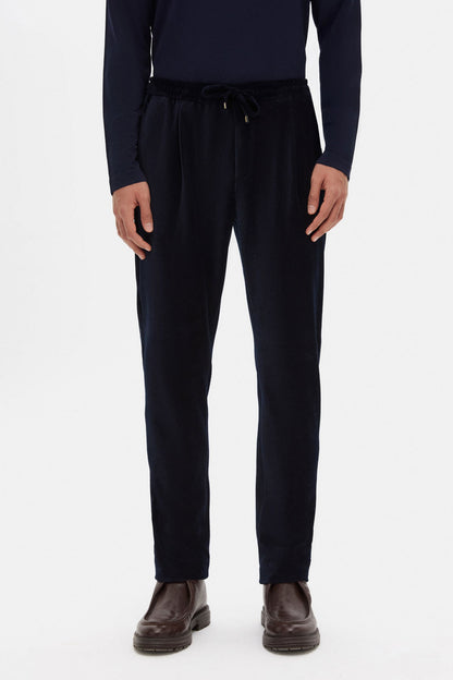 Tween Relaxed Fit Lacivert Fitilli Kadife Kumaş Pantolon