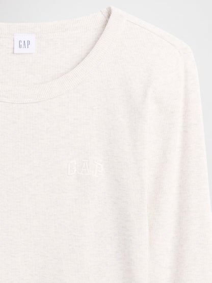 Bej Ribana Crop Bisiklet Yaka T-shirt