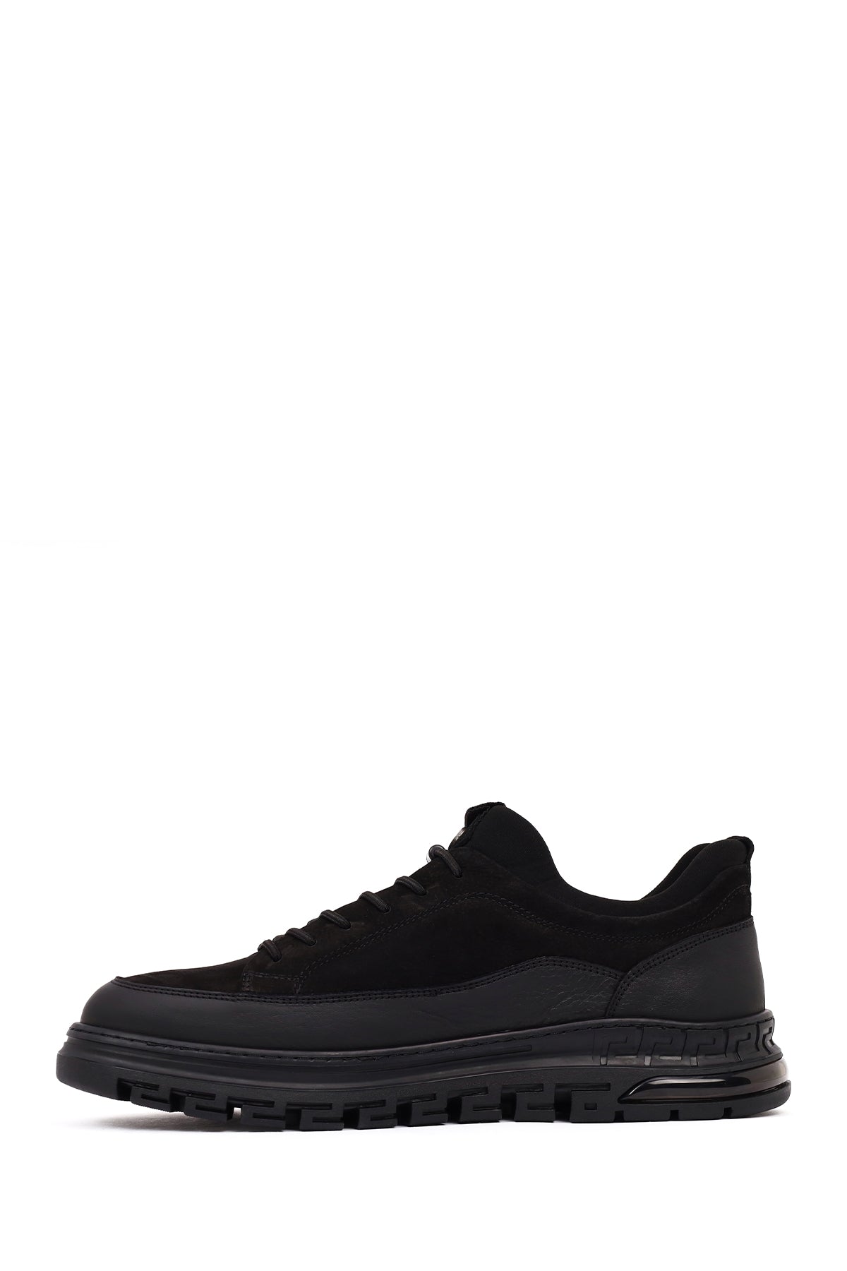 Erkek Siyah Bağcıklı Nubuk Deri Sneaker