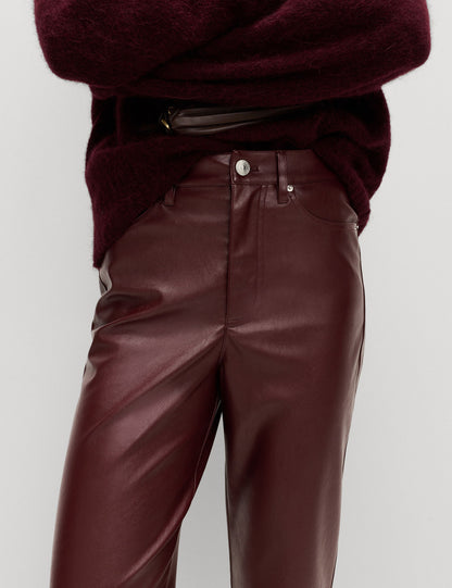 Suni Deri Straight Leg Pantolon