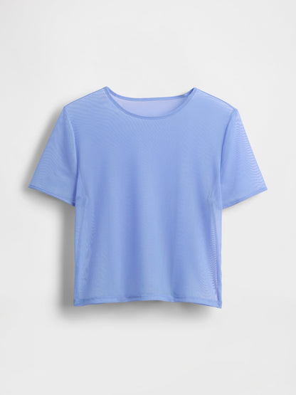 Mavi Transparan Crop T-shirt