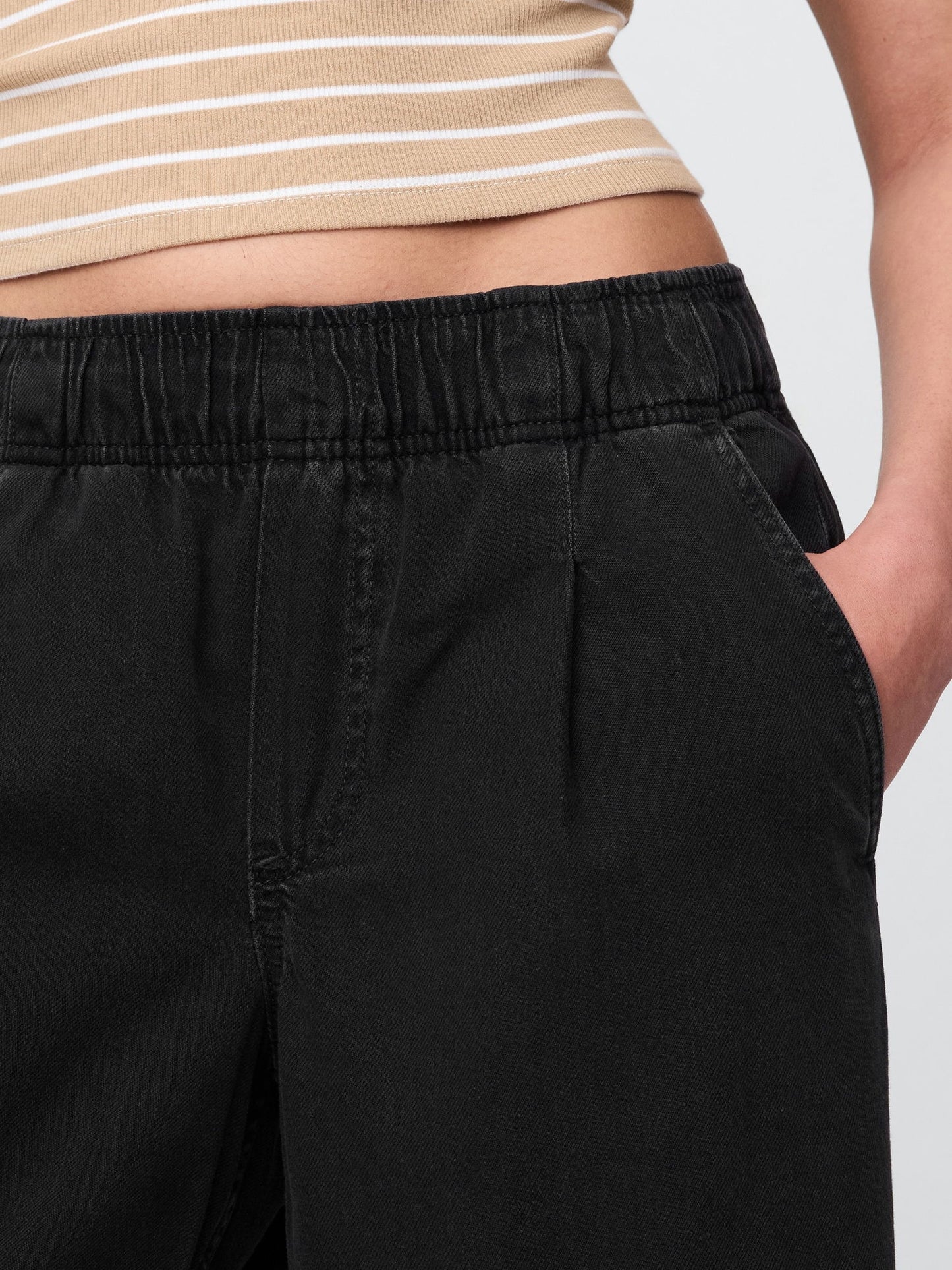 Siyah Mid Rise Ultrasoft Easy Baggy Jean Pantolon