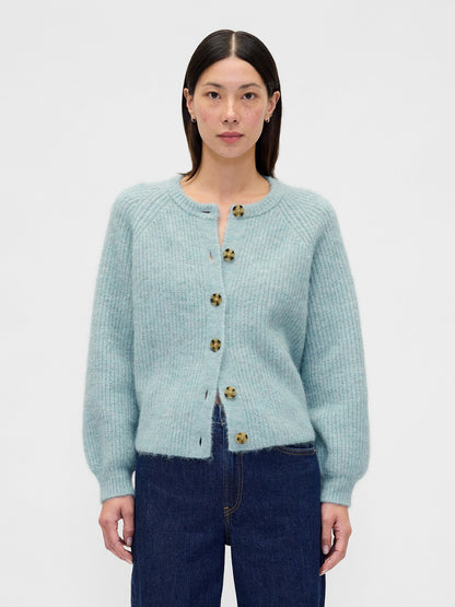 Açık Mavi Fuzzy Shaker Stitch Hırka