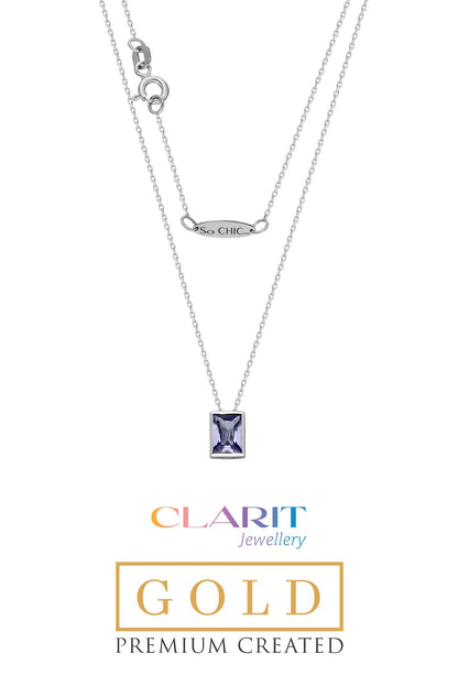 Created Alexandrite Taşlı Clarit Serisi Beyaz Altın Baget Kolye Ww02210178942