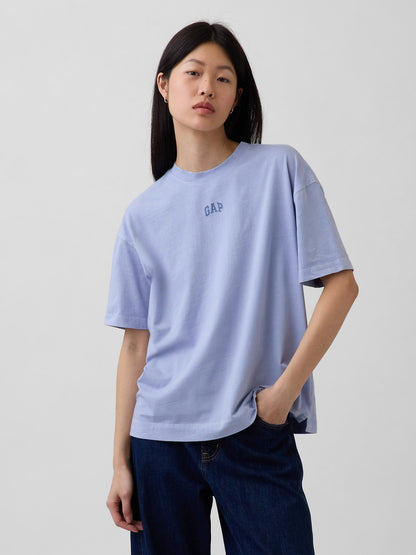 Açık Mavi Organik Pamuk Vintagesoft Athletic Logo Tunik T-shirt