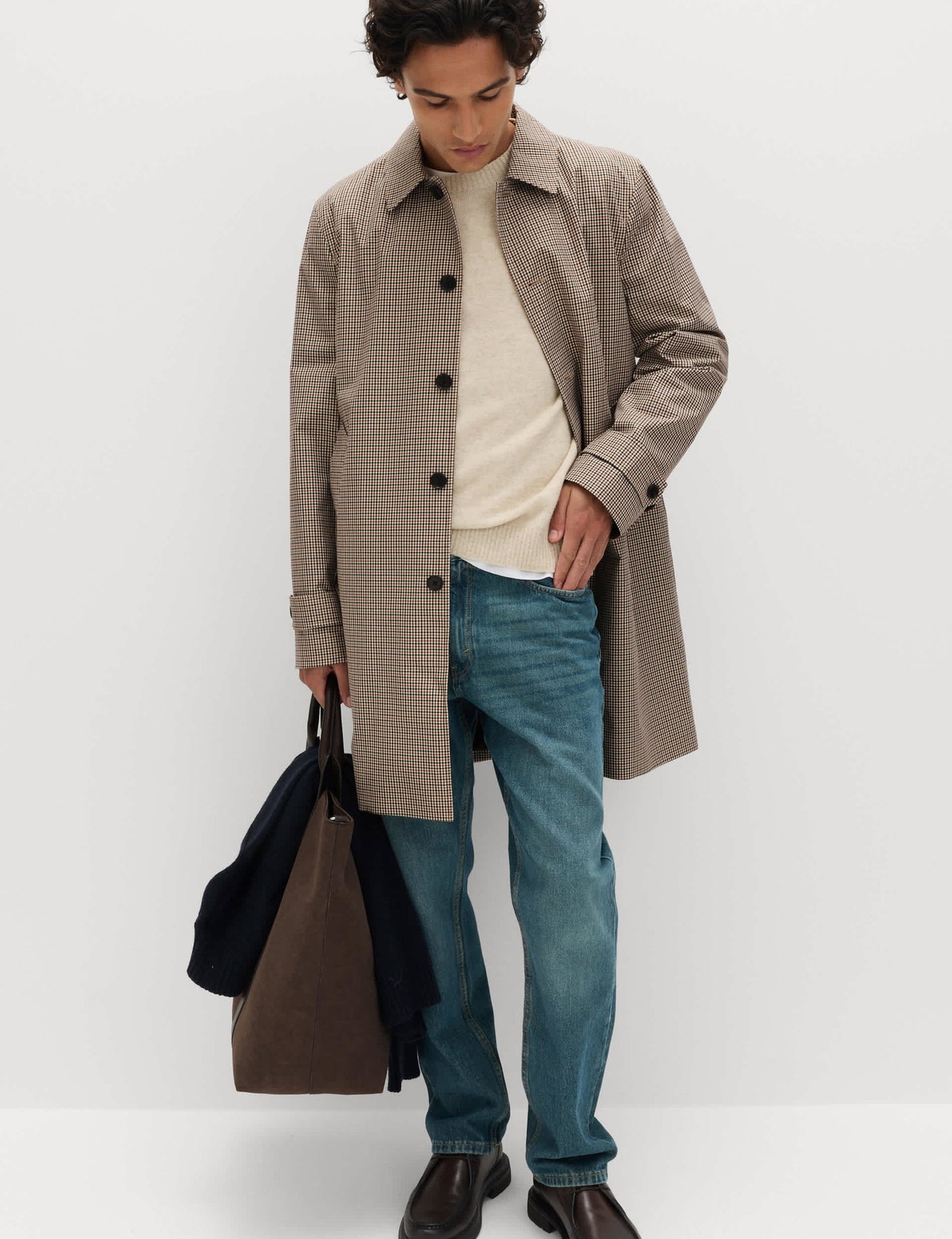 Saf Pamuk Ekose Desenli Stormwear Mac Kaban