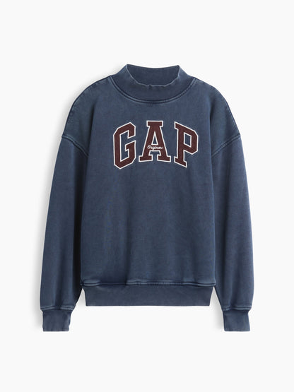 Lacivert Vintagesoft Oversized Mockneck Logo Sweatshirt