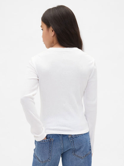 Beyaz Örgülü Gap Logo T-shirt