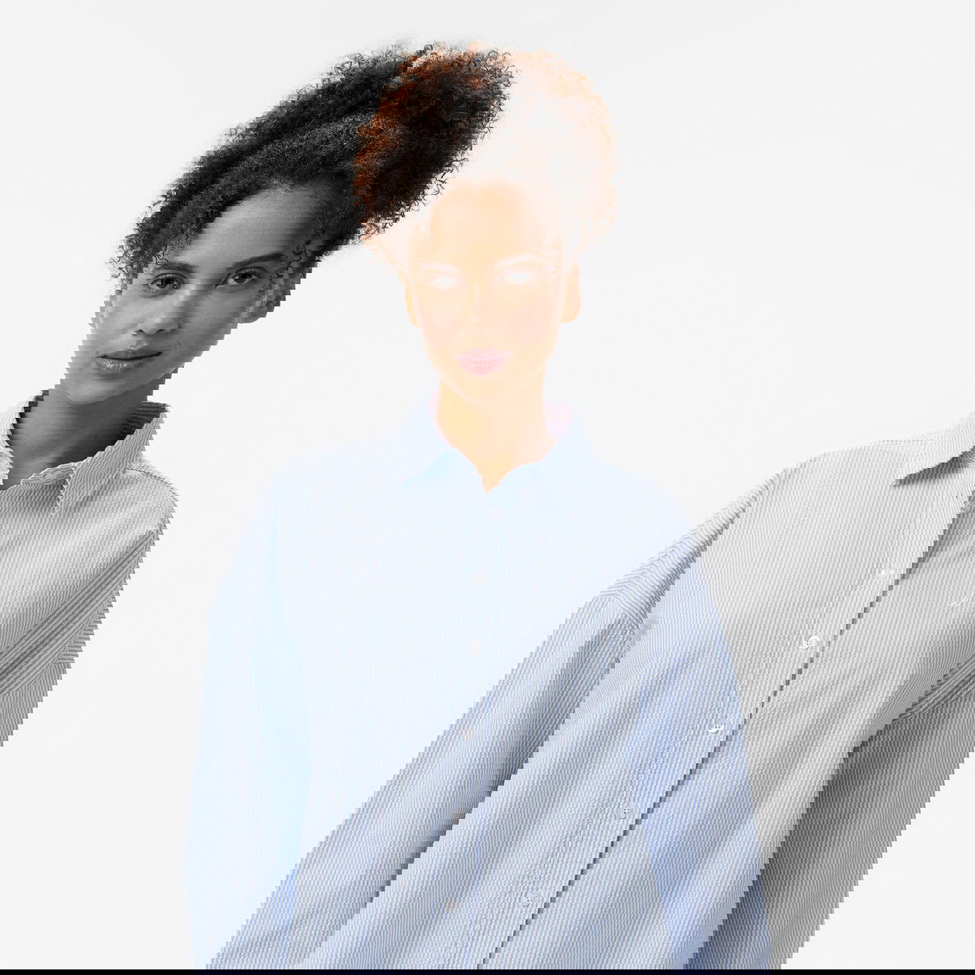 Nautica Kadın Mavi Regular Fit Çizgili Gömlek