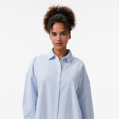 Nautica Kadın Mavi Regular Fit Çizgili Gömlek