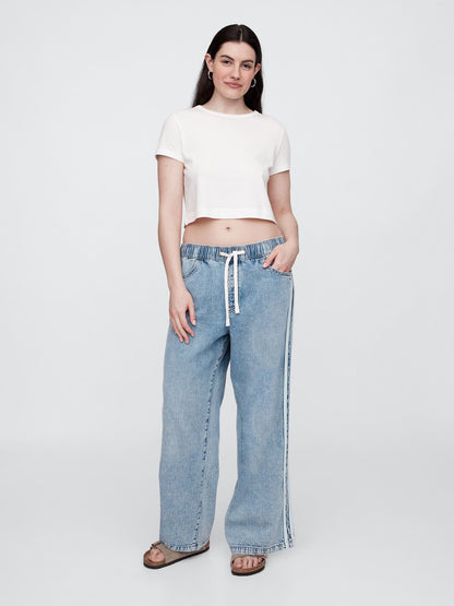 Mavi High Rise Pull-on Stripe Wide-leg Jean Pantolon