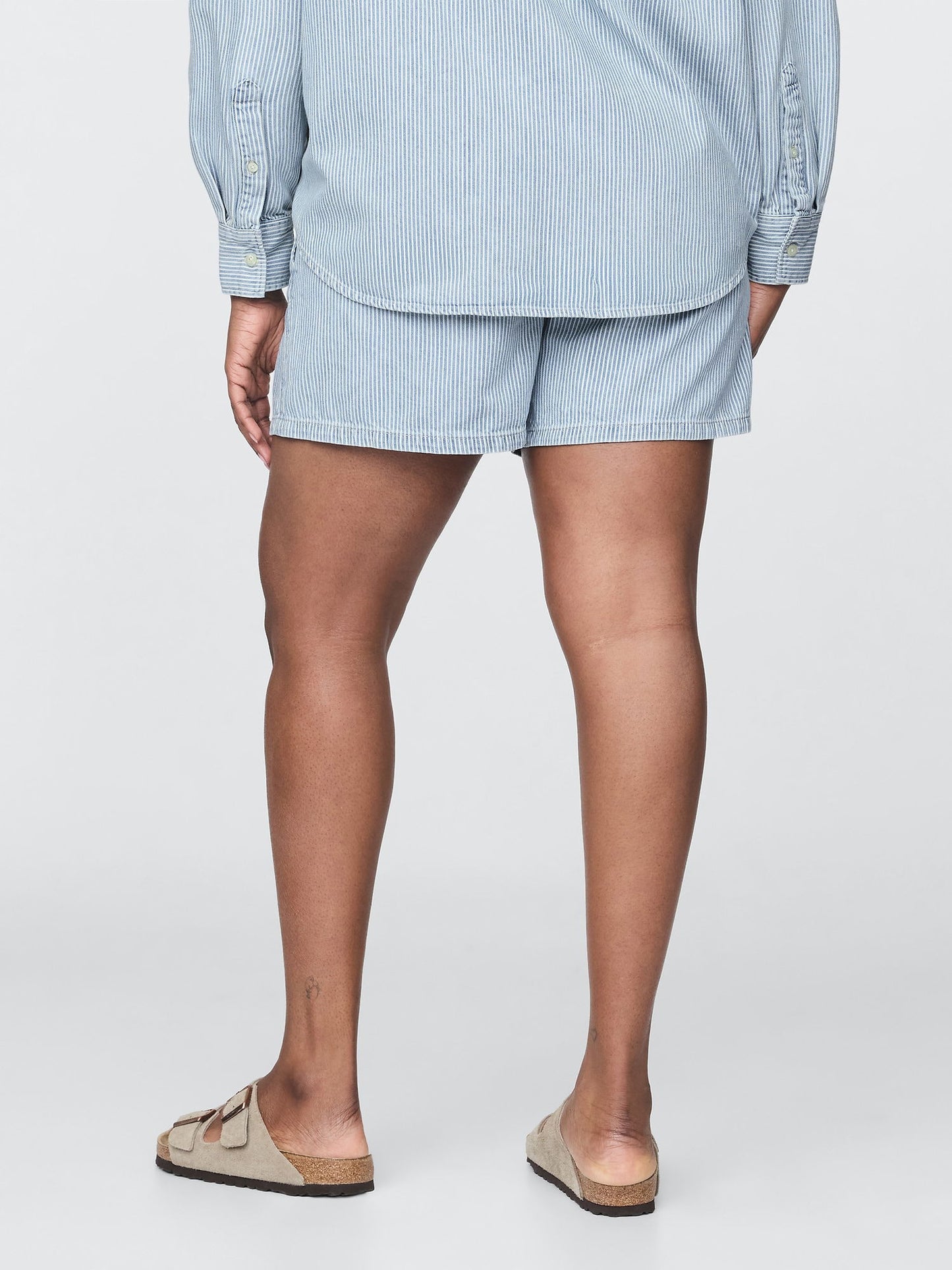 Açık Mavi Mid Rise Denim Boxer Şort