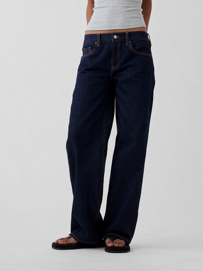 Koyu Mavi The Hailey Low Rise Loose Jean Pantolon