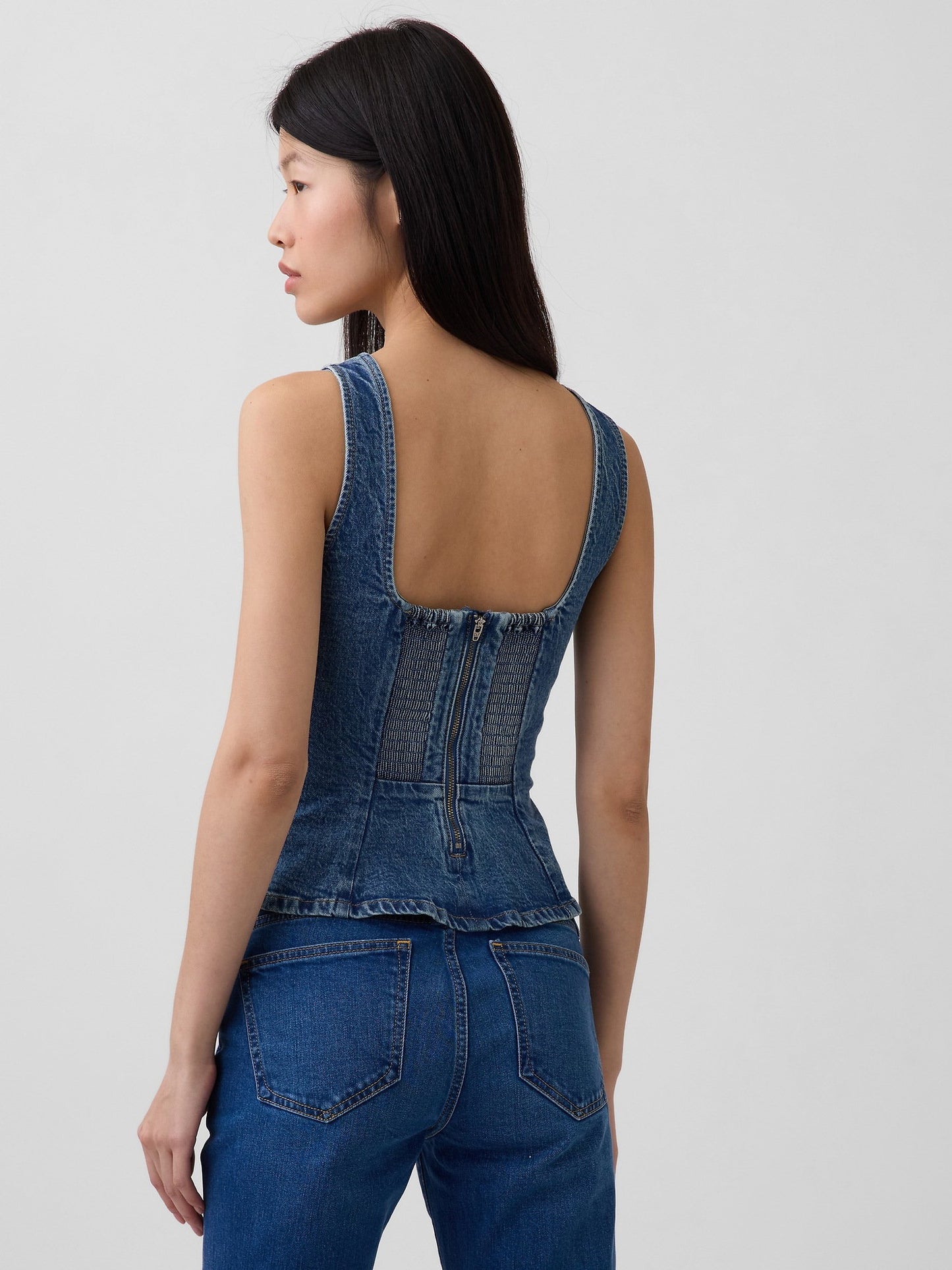 Mavi Denim Fitted Peplum Bluz