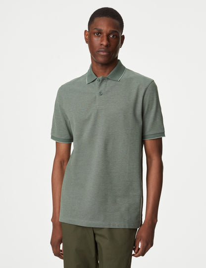 Saf Pamuklu Kısa Kollu Polo Yaka T-shirt
